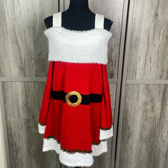 NWOT Holiday Time  Cold Shoulder Mrs. Claus Sweater Dress Women’s XL - Picture 1 of 12